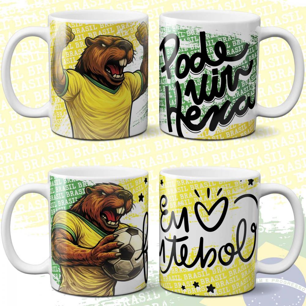 Estampas Artes Canecas Torcida Brasil Capivara Copa Mundo