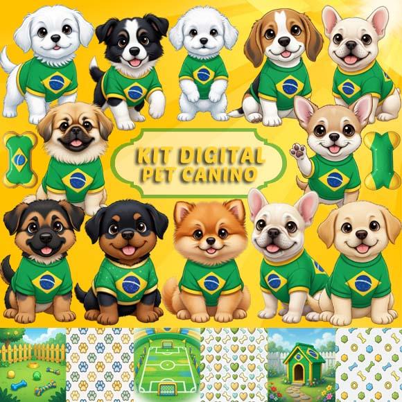Kit Digital Artes Pet Copa do Mundo Canino Cachorros Cães
