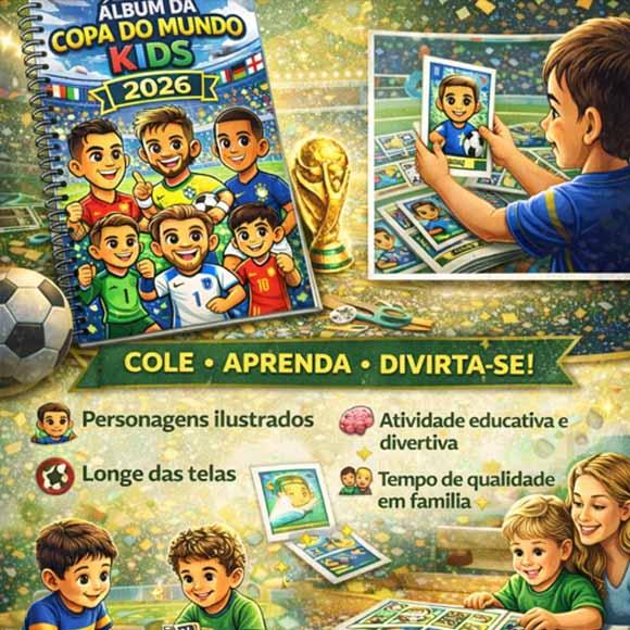 Kit Digital Artes Álbum Kids Infantil Figurinhas Copa Mundo