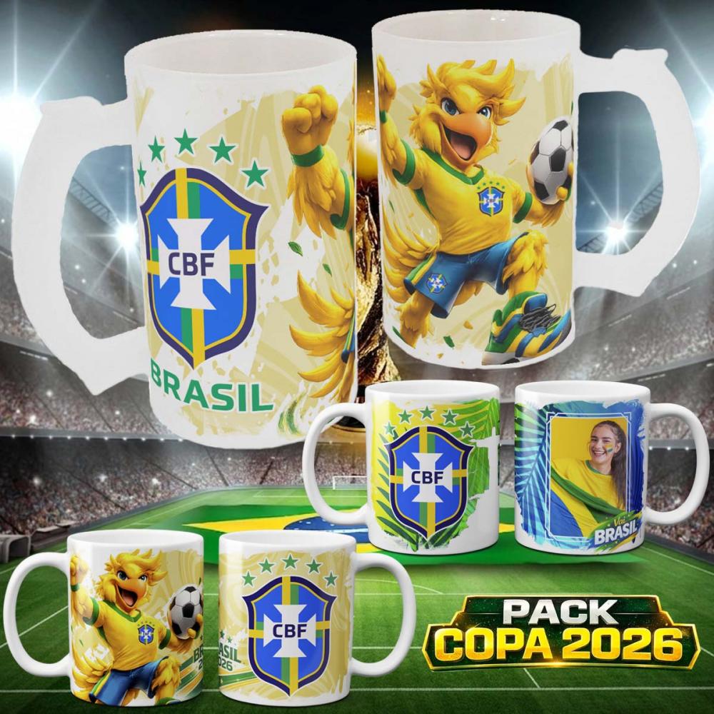 Pack Artes Canecas Brasil Copa Sublimação Combo Estampas Png