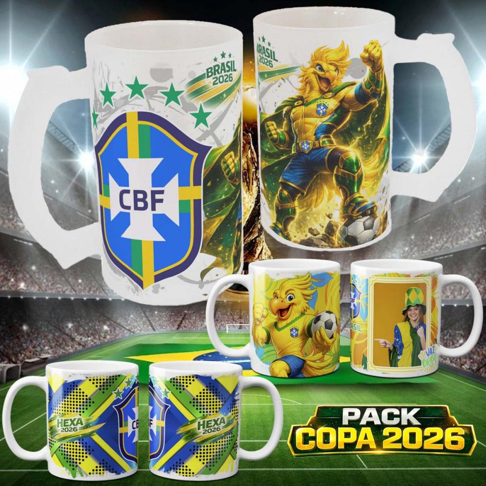 Pack Artes Canecas Brasil Copa Sublimação Combo Estampas Png
