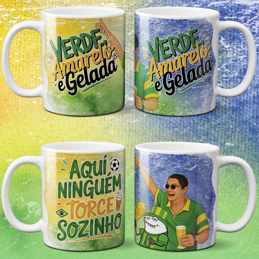 Pack Artes Canecas Brasil Copa Sublimação 28 Estampas Png