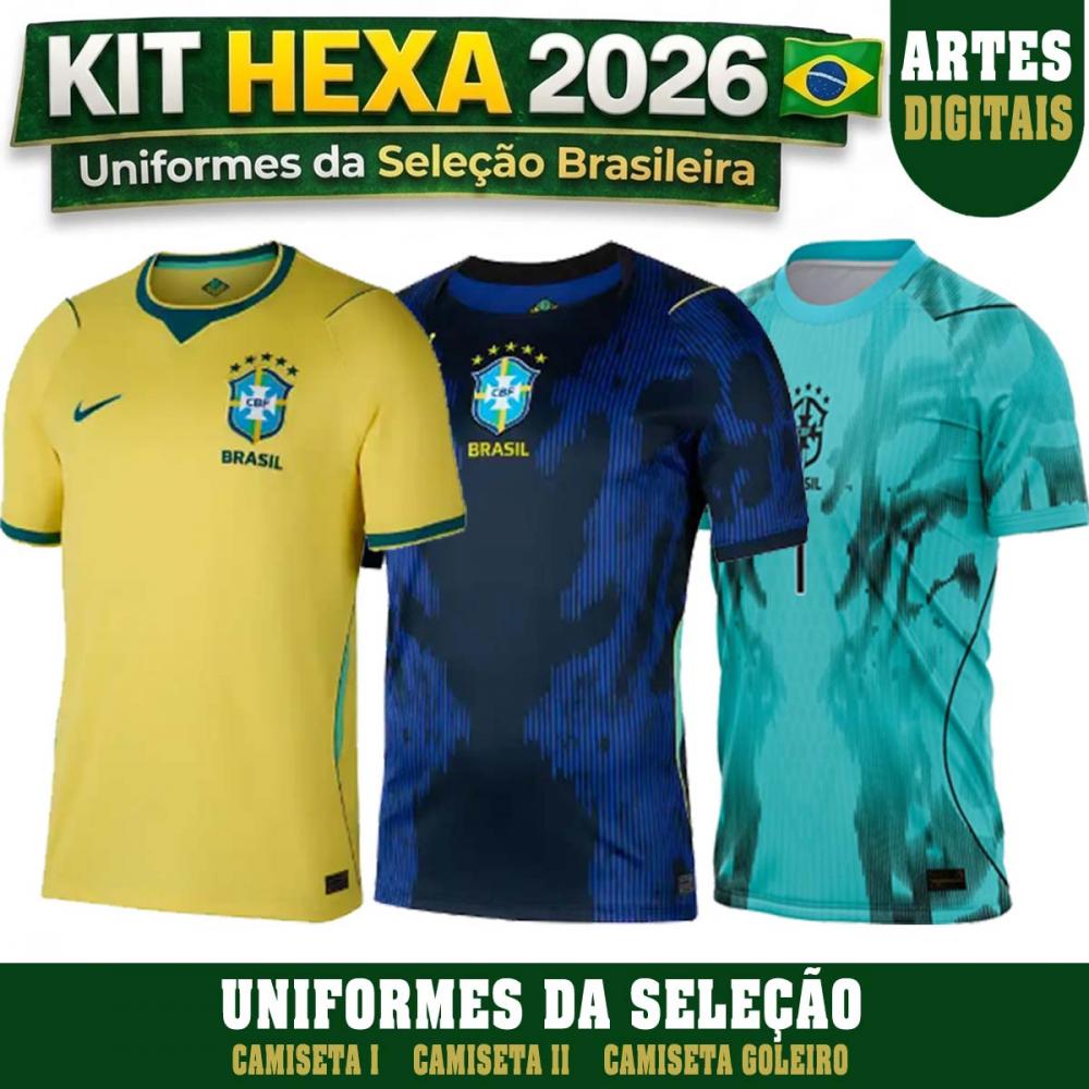 Pack Artes Camisetas Uniforme Brasil Copa Mundo 2026 Vetores