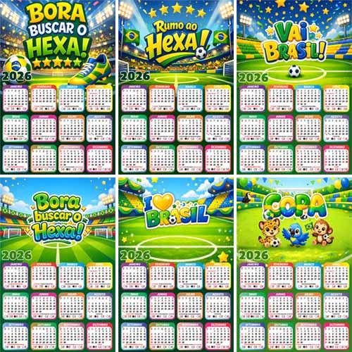 Pack Artes Calendários 2026 Png Copa Mundo Futebol