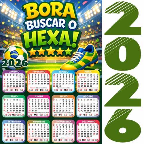Pack Artes Calendários 2026 Png Copa Mundo Futebol