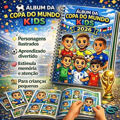 Pack Artes Álbum Kids Infantil Figurinhas Copa Mundo 2026 Pd