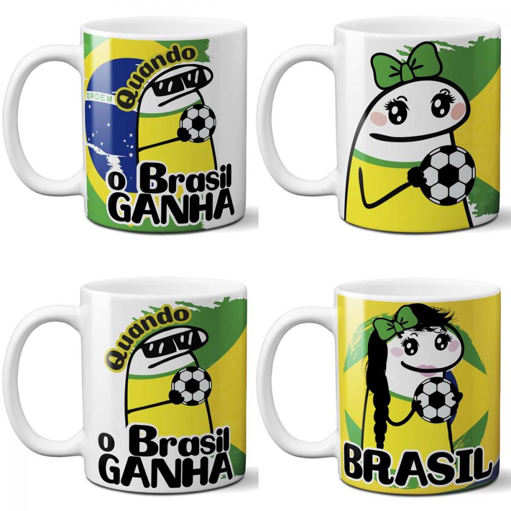 Pacote 50 Artes Canecas Flork Torcedor Brasil Copa Mockups