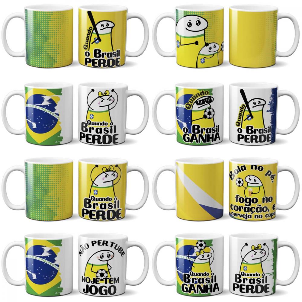 Pacote 50 Artes Canecas Flork Torcedor Brasil Copa Mockups