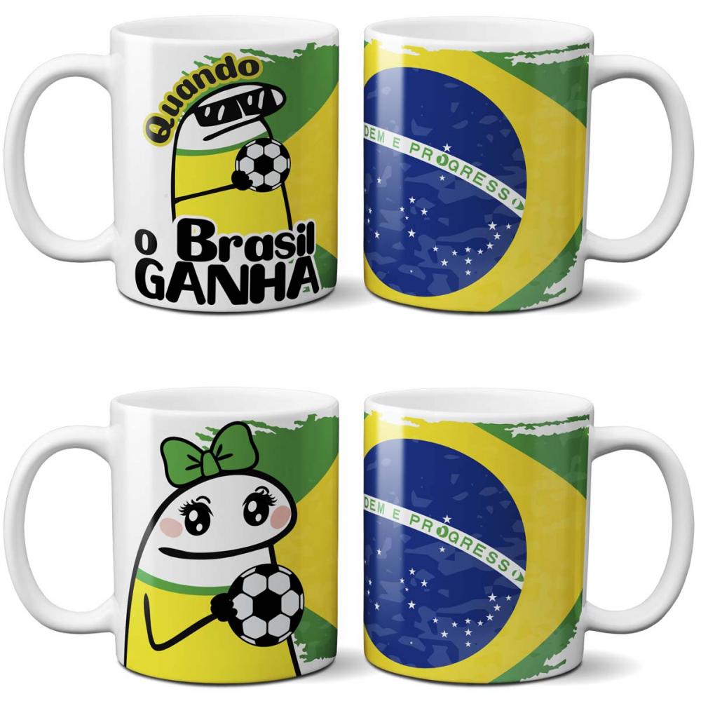 Pacote 50 Artes Canecas Flork Torcedor Brasil Copa Mockups
