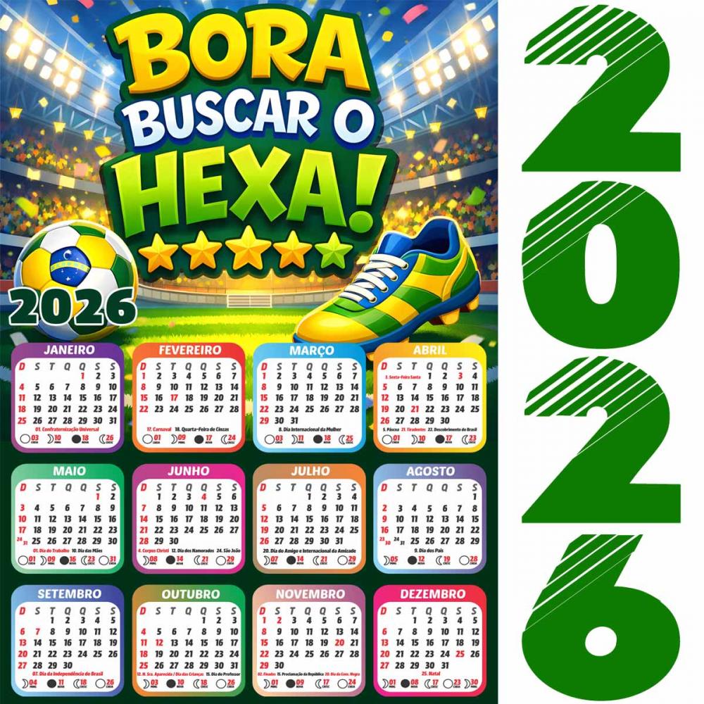 Pacote Artes Calendários 2026 Png Copa Mundo Futebol