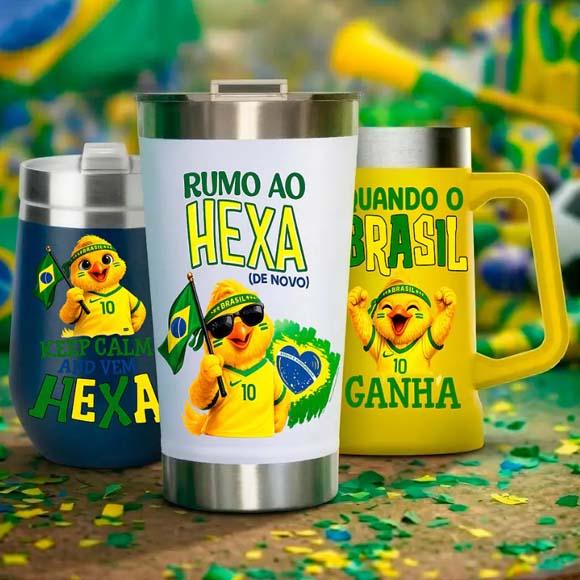 Pacote Artes Brasil Copa Mundo Garrafinhas Copos Canecas