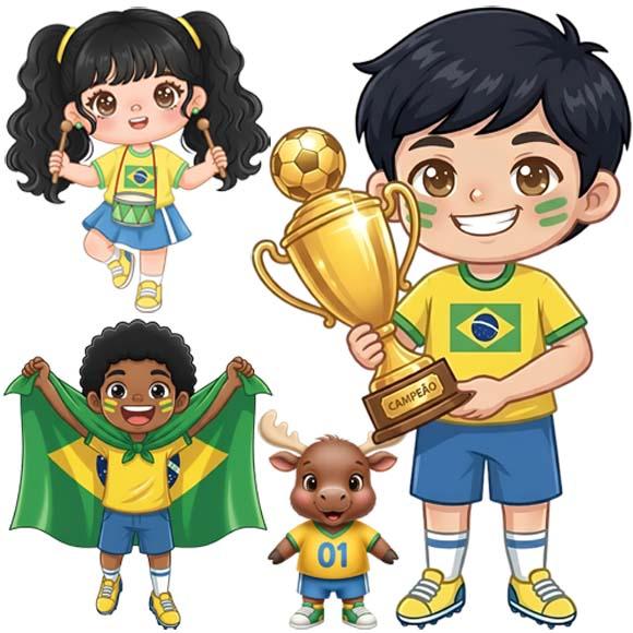 Pacote Artes Bonequinhos Cute Desenhos Torcida Brasil Copa