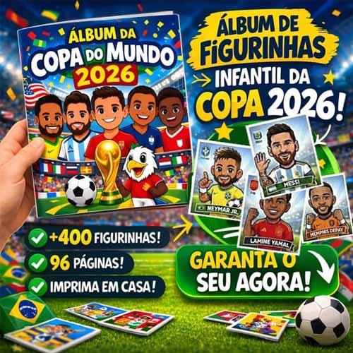 Pacote Artes Álbum Kids Infantil Figurinhas Copa Mundo 2026