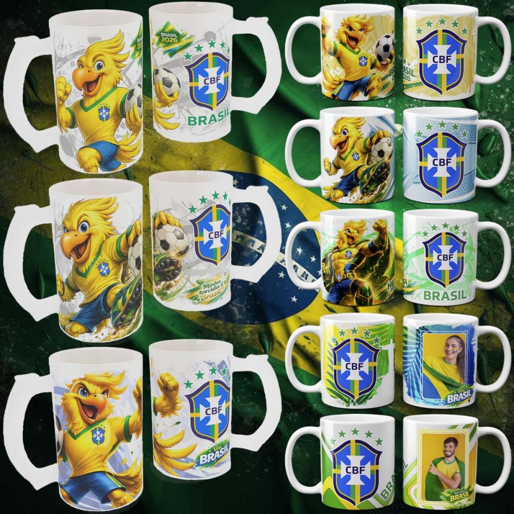 Pacote Artes Canecas Brasil Copa Sublimação Combo Estampas