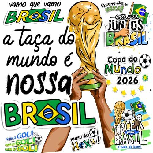 Pacote Artes Copa Mundo 2026 Frases Coloridas Pandoca Brasil