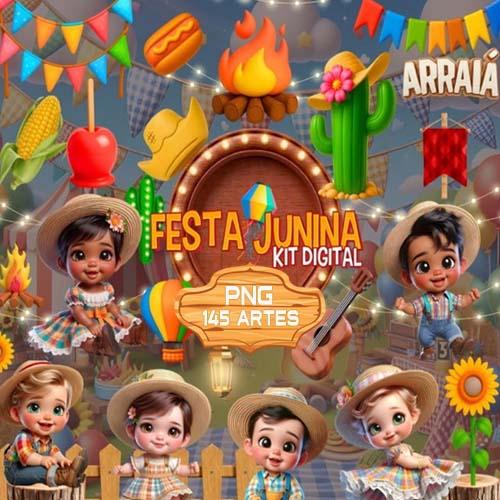 Artes Festa Junina Desenhos Cute Baby Sublimação Arraiá