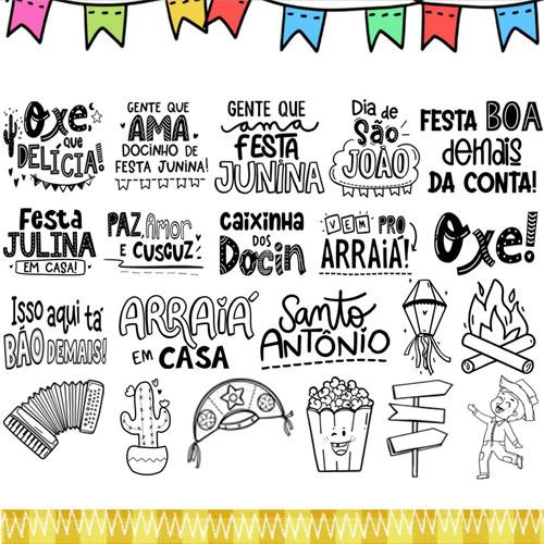 Kit Digital Frases Coloridas Festa Junina Sublimação Artes