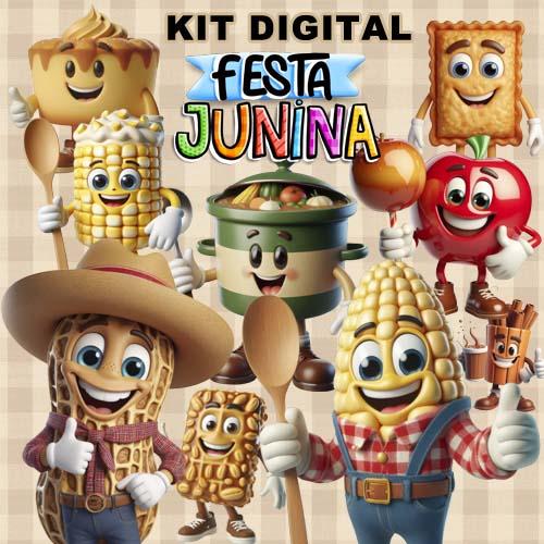 Kit Digital Artes Festa Junina Ilustrações Cenários Png
