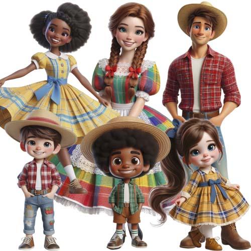 Kit Digital Artes Festa Junina Ilustrações Cenários Png