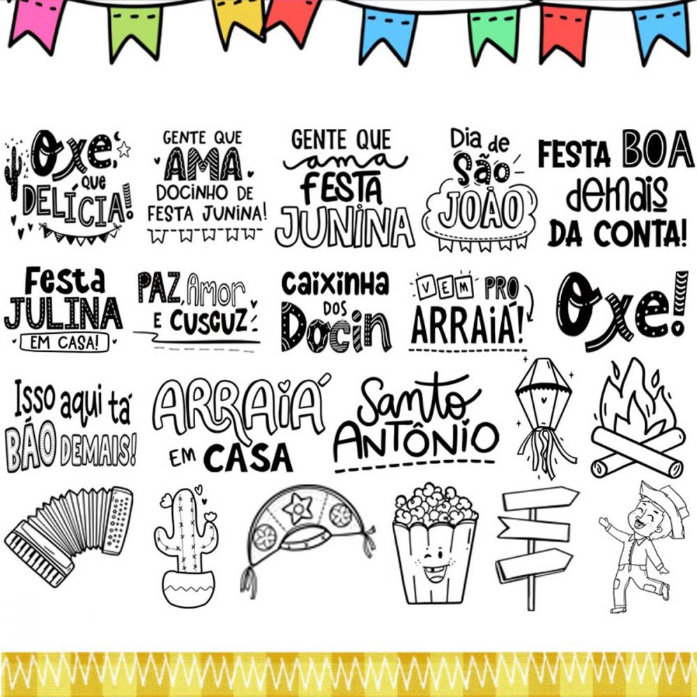 Pacote Artes Png Frases Coloridas Festa Junina Sublimação