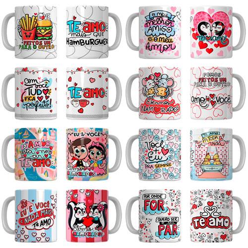 Artes Canecas Dia Namorados Sublimação 70 Estampas Pandoca