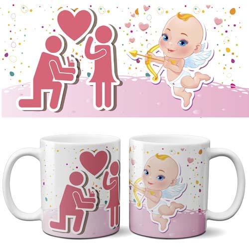Artes Canecas Cupido Namorados Editável Estampas Sublimação
