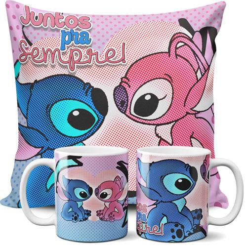 Artes Canecas Almofadas Sublimação Stitch Love Namorados