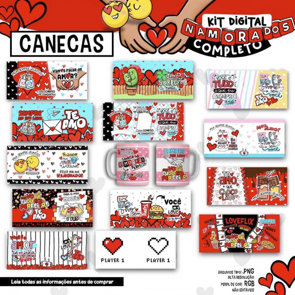 Artes Dia dos Namorados Pack 5 Frases Decorativas Png