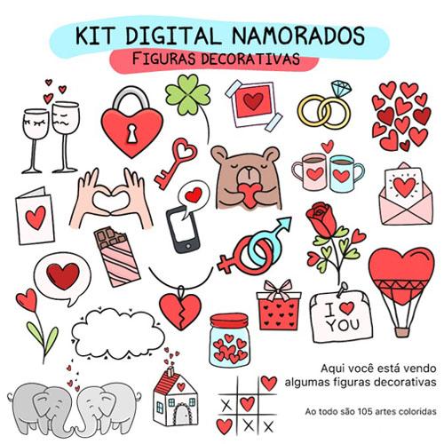 Artes Digitais Dia Namorados Frases Coloridas Pandoca Pack 1