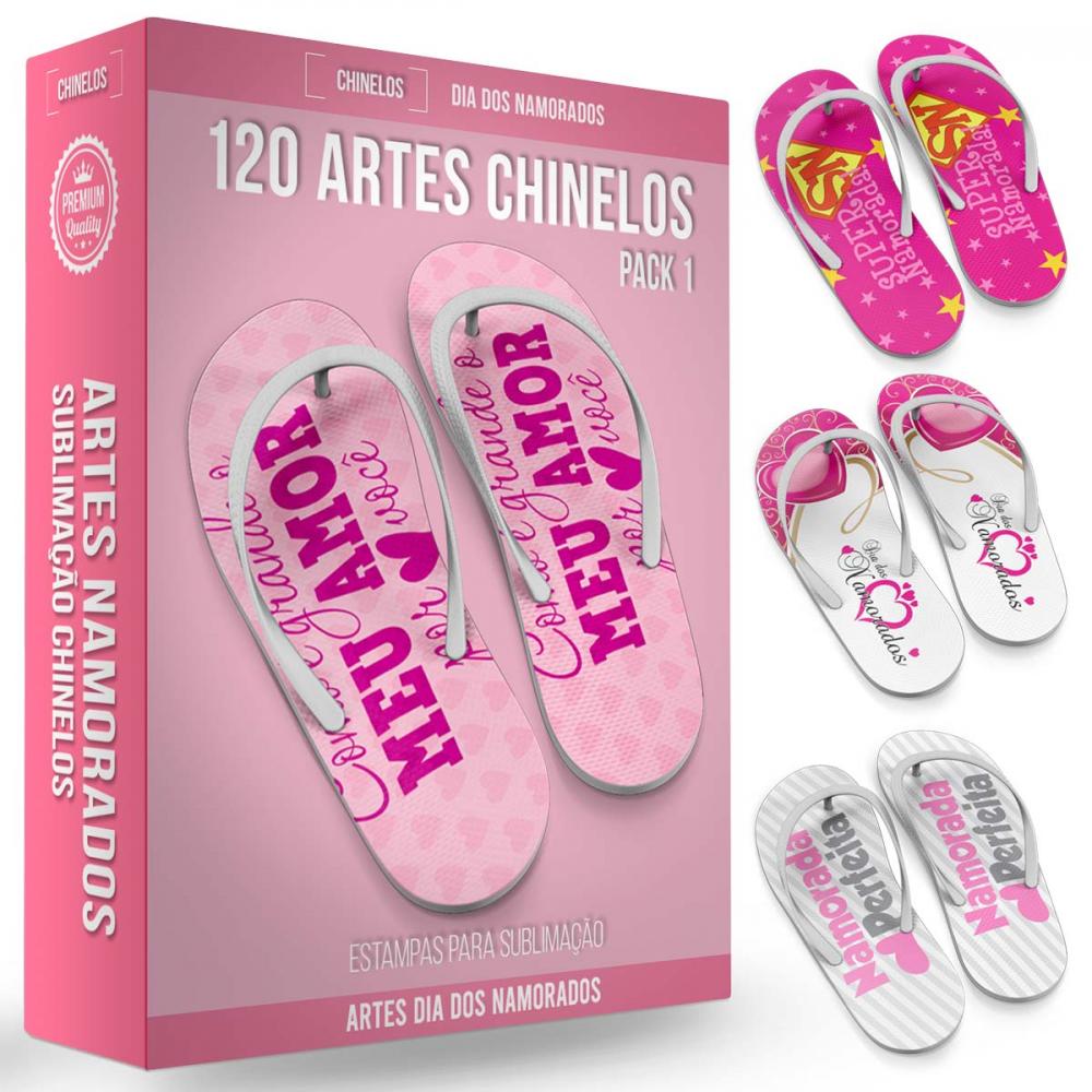 Artes Sublimação Chinelos Dia dos Namorados Estampas