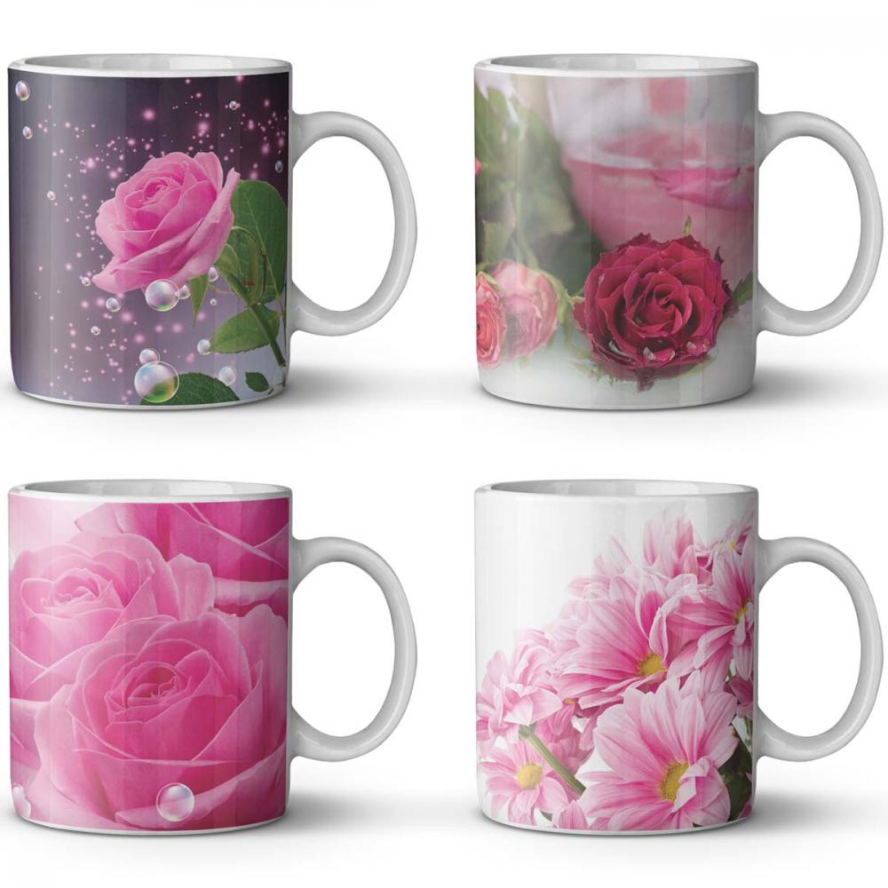 Artes Sublimação Canecas Flores Namorados Png Mockups
