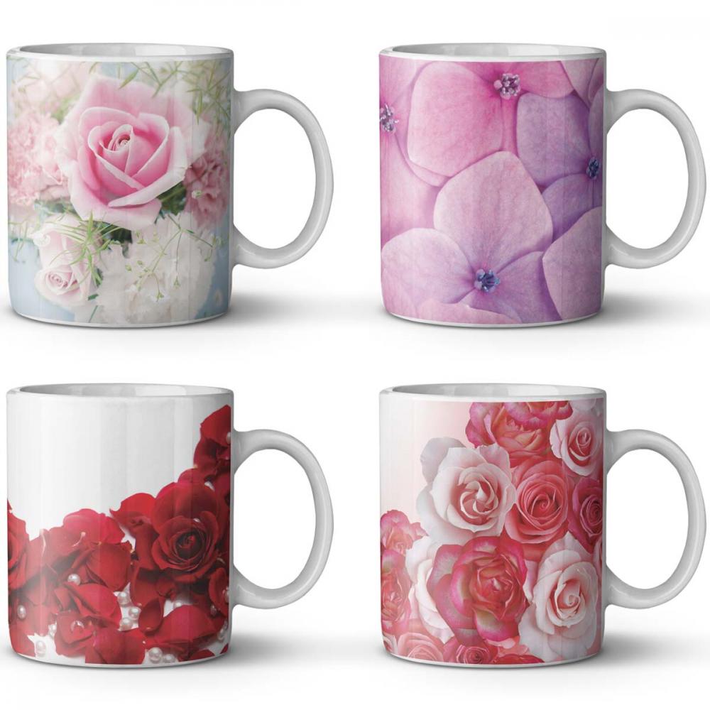 Artes Sublimação Canecas Flores Namorados Png Mockups