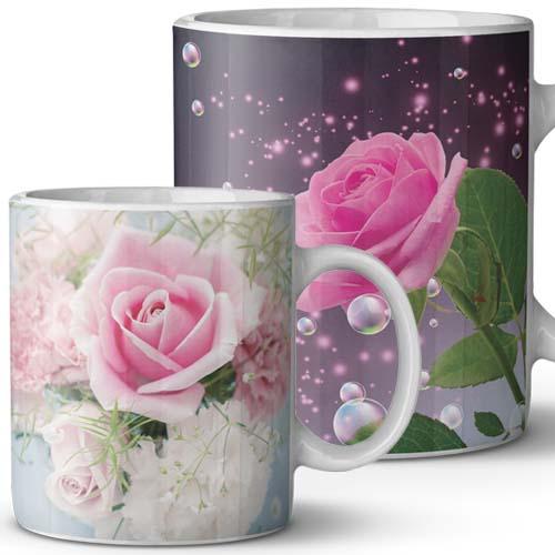Estampas Canecas Flores Rosas Sublimação Namorados