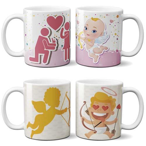 Estampas Canecas Cupido Namorados Amor Carinho Românticas