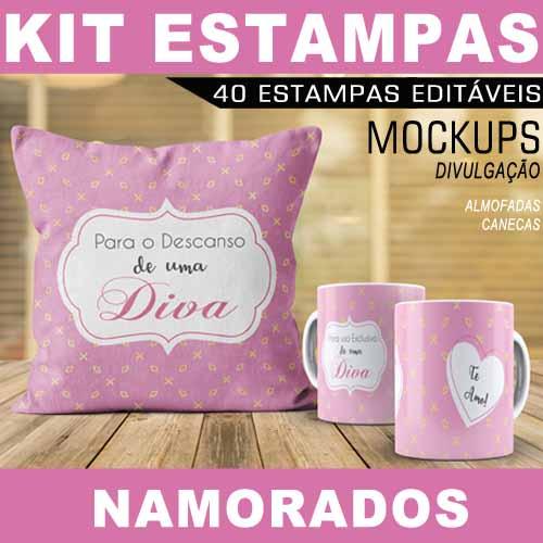Estampas Canecas Almofadas Dia Namorados Artes Mockups