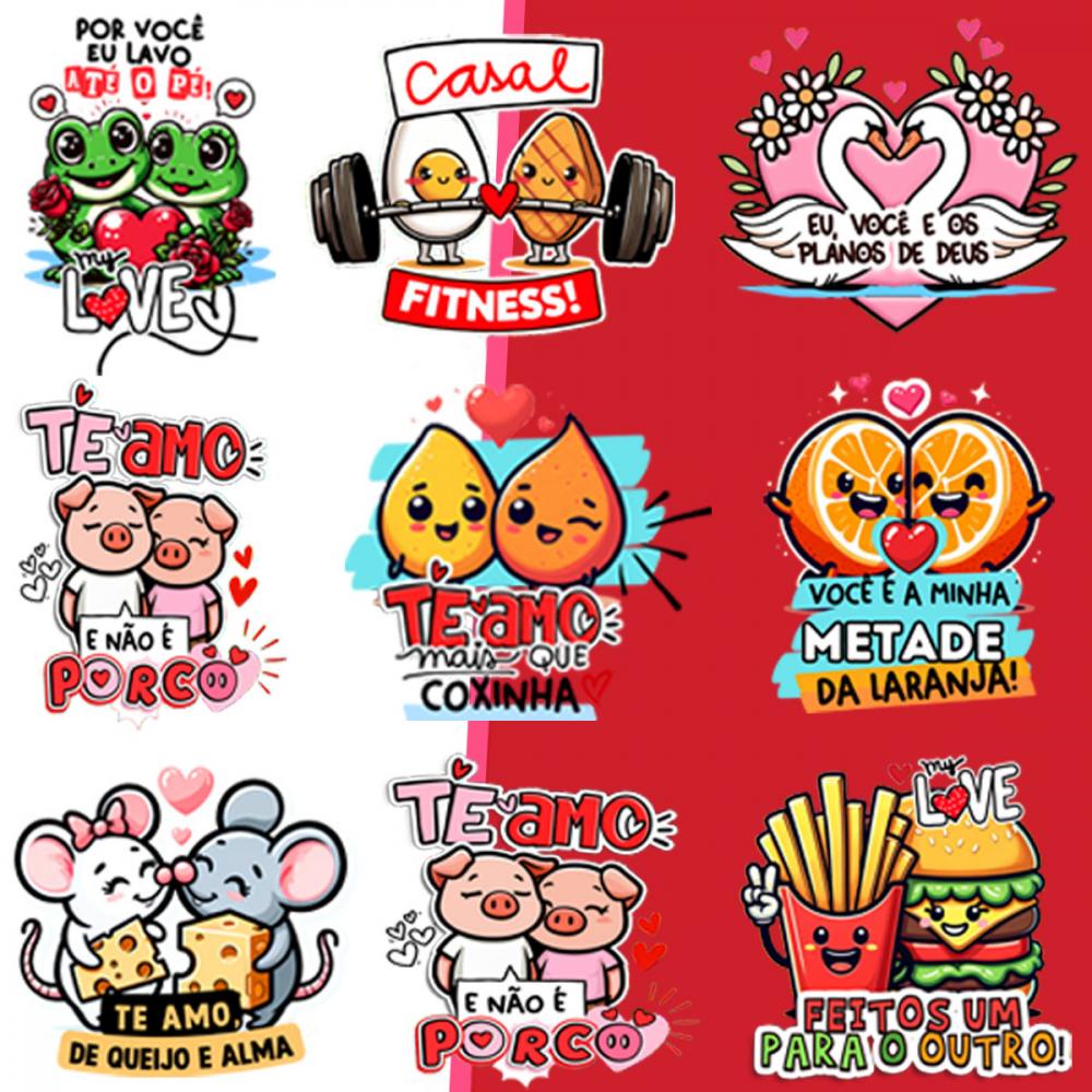 Estampas Dia Namorados Pack6 Frases Coloridas Artes Pandoca