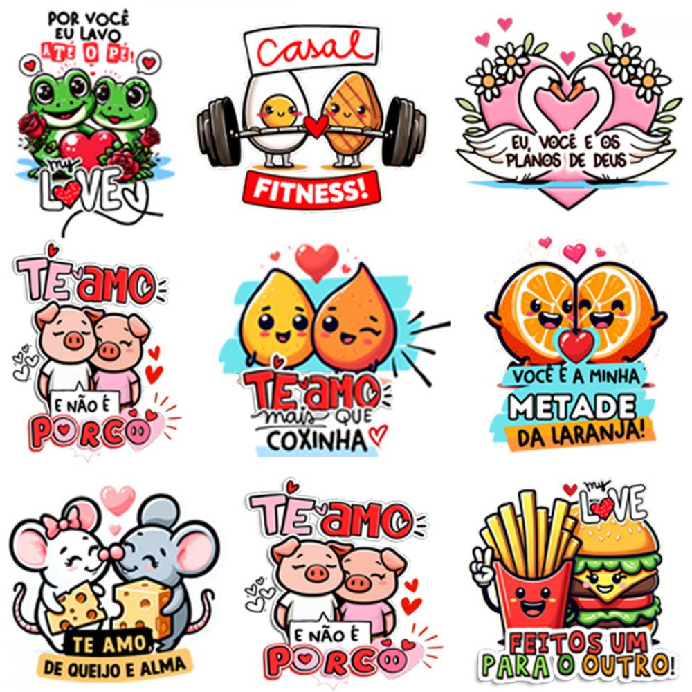 Estampas Dia Namorados Pack6 Frases Coloridas Artes Pandoca