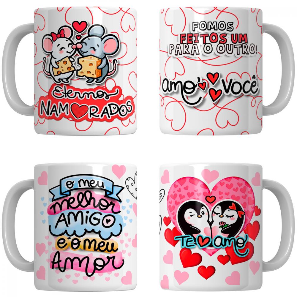 Estampas Dia Namorados Sublimação 70 Artes Pandoca Canecas