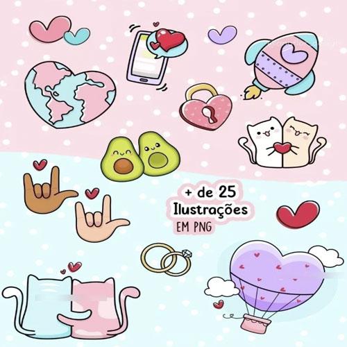 Estampas Frases Ilustradas Png Namorados Sublimação Pack 3