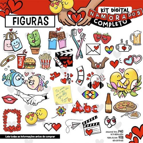 Estampas Frases Decorativas Png Pack 5 Dia dos Namorados