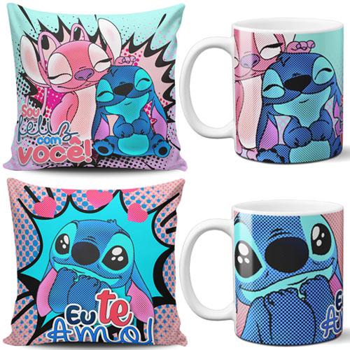 Estampas Stitch Love Sublimação Canecas Almofadas Namorados