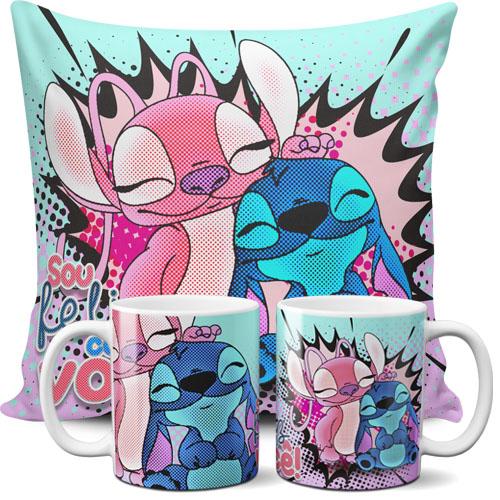 Estampas Stitch Love Sublimação Canecas Almofadas Namorados