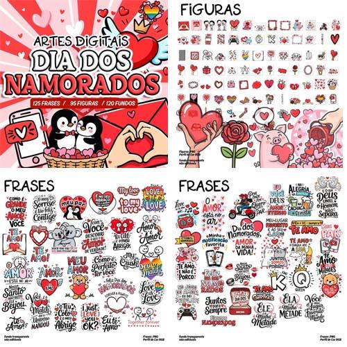 Kit Digital Pandoca Png Artes Frases Dia dos Namorados Pack7