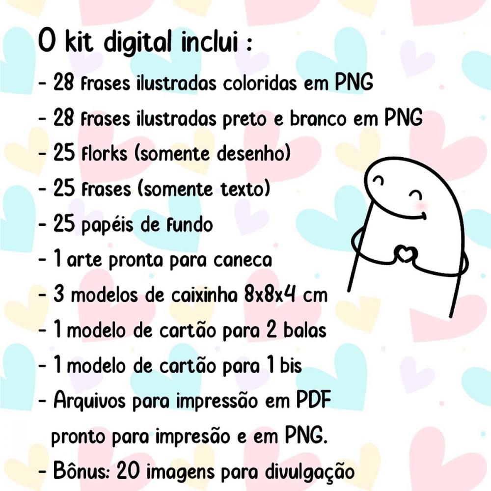Kit Digital Artes Florks Namorados Estampas Flork Pack2 Meme