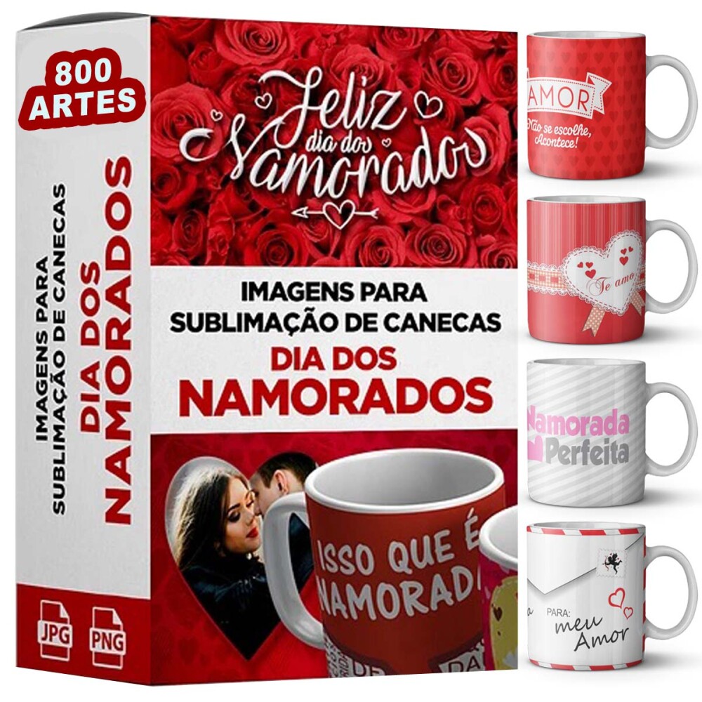 Pacote 800 Artes Canecas Dia dos Namorados Sublimação