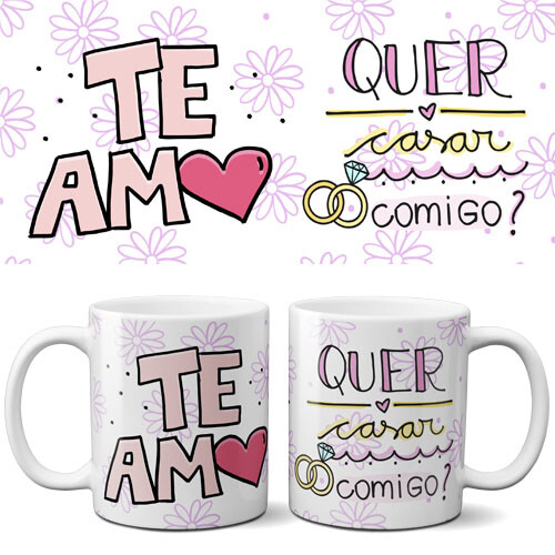 Pacote Artes Canecas Frases Coloridas Namorados Mockups
