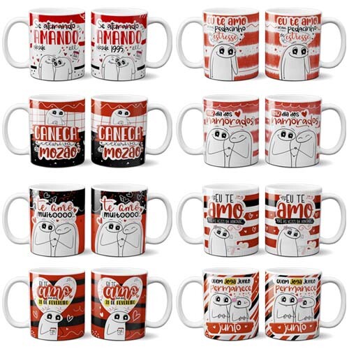 Pacote Artes Canecas Florks Namorados Sublimação Flork Png