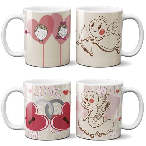 Pacote Artes Canecas Cupido Namorados Amor Românticas