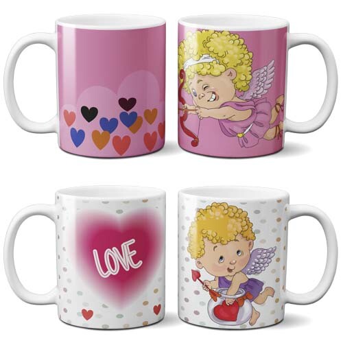 Pacote Artes Canecas Cupido Namorados Amor Românticas
