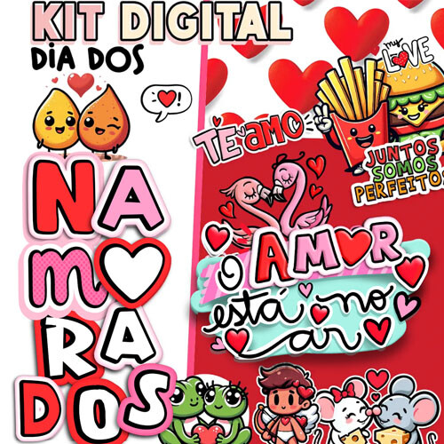 Pacote Artes Pandoca Frases Coloridas Namorados Pack6 Png